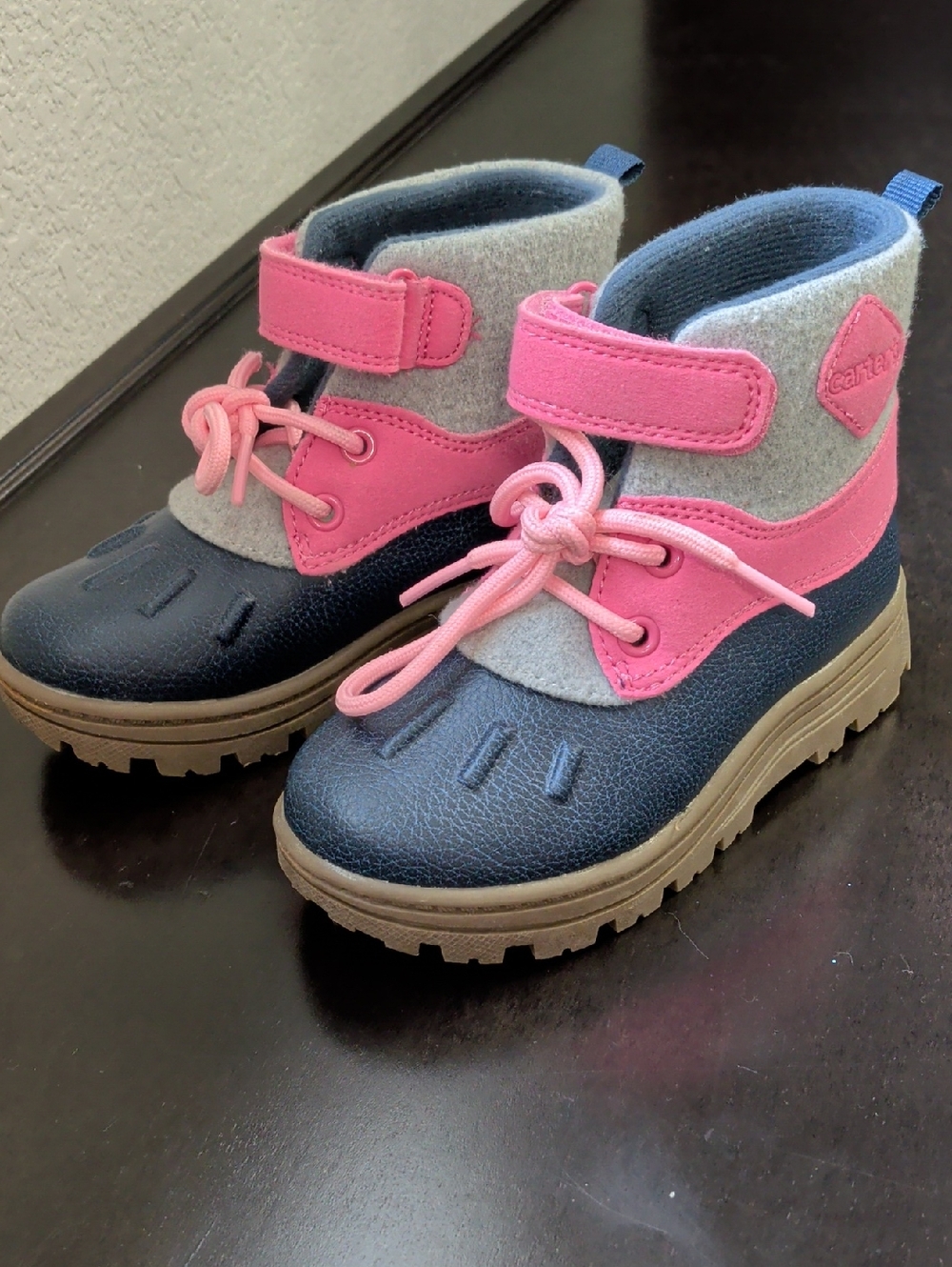 Kids Pink & Navy Winter Boots